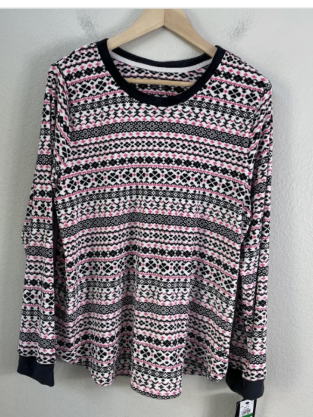 NEW Cuddl Duds Pajama Tops Womens Large Multicolor Fleece Long Sleeve